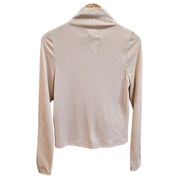 Who What Wear Collection Cream Mock Turtleneck Sweater Size XL Ribbed Stretchy - Picture 6 of 9